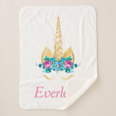 Unicorn Personalized Sherpa Blanket Deken (Voorkant)