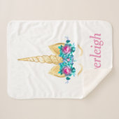 Unicorn Personalized Sherpa Blanket Deken (Voorkant (horizontaal))