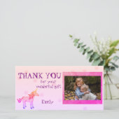 Unicorn Persoonlijk Foto Bedankkaart (Staand voorkant)