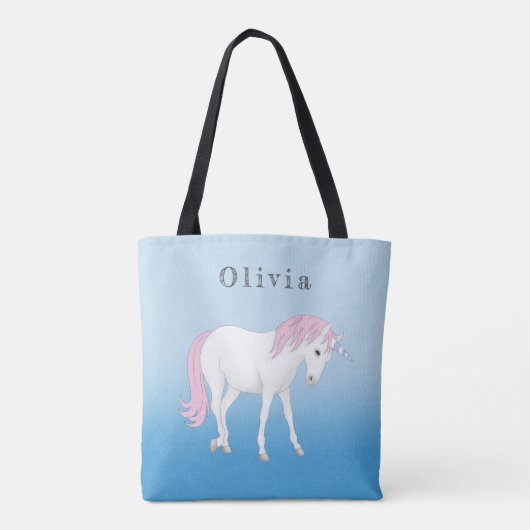 Unicorn Persoonlijke Canvas tas (Achterkant)