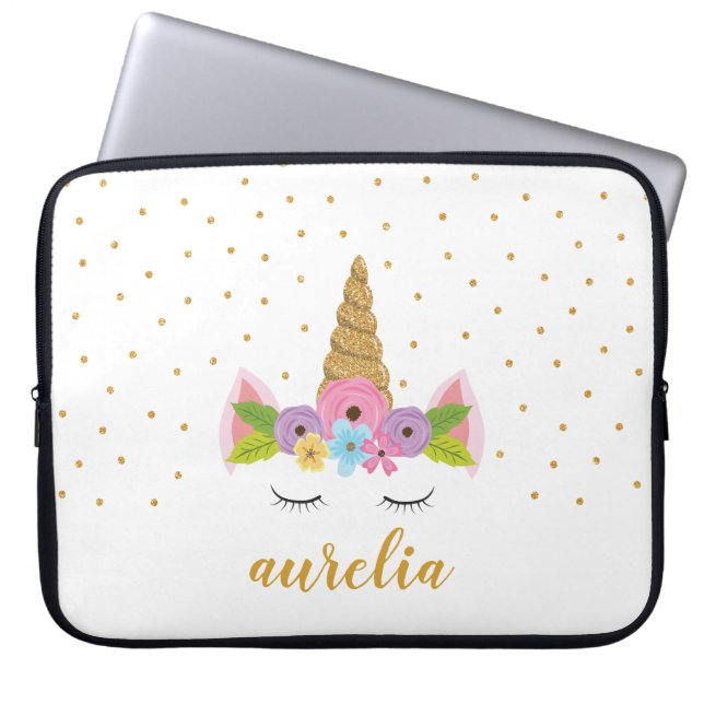 Unicorn persoonlijke laptophoes | Aangepaste kleur Laptop Sleeve (Voorkant)