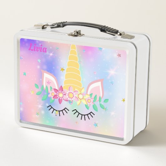 Unicorn Persoonlijke metalen lunchbox (Voorkant)