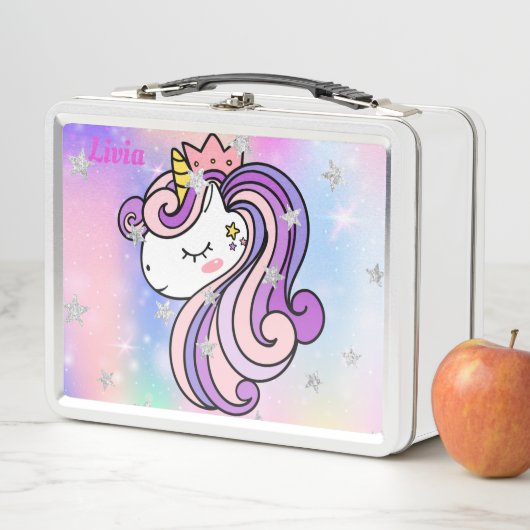 Unicorn Persoonlijke metalen lunchbox (In situ)
