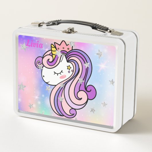 Unicorn Persoonlijke metalen lunchbox (Voorkant)