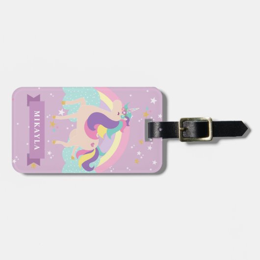 Unicorn Persoonlijke Monogram Bag/Bagagelabel Bagagelabel (Voorkant horizontaal)
