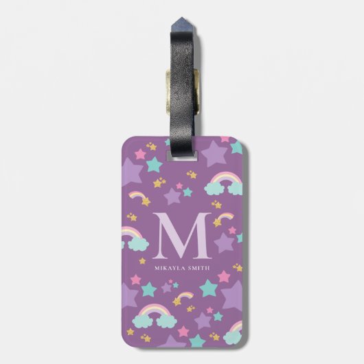 Unicorn Persoonlijke Monogram Bag/Bagagelabel Bagagelabel (Achterkant verticaal)