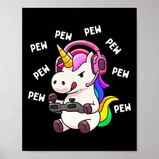 Unicorn Pew Eenhoorns Lover Videogame Gamer Gi Poster (Voorkant)