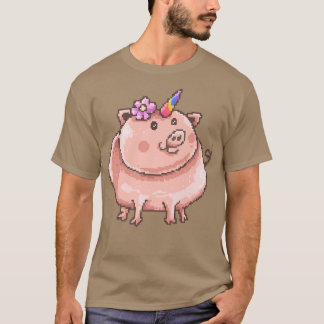Unicorn Pig Gift Cute Birthday Present Pink Piggy T-shirt