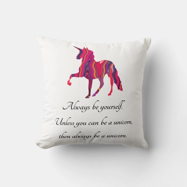Unicorn Pillow met Cute Gezegde erop Kussen (Voorkant)