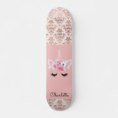 Unicorn Pin Damask Persoonlijk Skateboard (Voorkant)