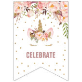 Unicorn Pink and Gold Birthday Party Banner (Eerste vlag)