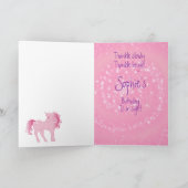 Unicorn Pink and White Cute Girl Age Birthday Kaart (Binnen)