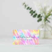 Unicorn Pink Aqua Blue Holographic Makeup Artist Visitekaartje (Staand voorkant)
