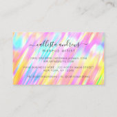 Unicorn Pink Aqua Blue Holographic Makeup Artist Visitekaartje (Achterkant)