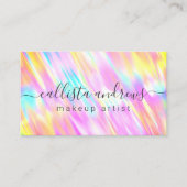 Unicorn Pink Aqua Blue Holographic Makeup Artist Visitekaartje (Voorkant)