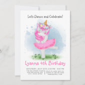 Unicorn Pink Ballerina Waterverf Floral Birthday Kaart (Voorkant)