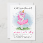 Unicorn Pink Ballerina Waterverf Floral Birthday Kaart (Voorkant)