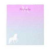Unicorn Pink blue monogrammen Notitieblok (Voorkant)