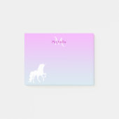 Unicorn Pink blue monogrammen Post-it® Notes (Voorkant)