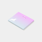 Unicorn Pink blue monogrammen Post-it® Notes (Schuin)