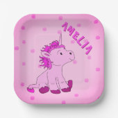 Unicorn Pink Dot Pattern Girl Birthday Papieren Bordje (Voorkant)