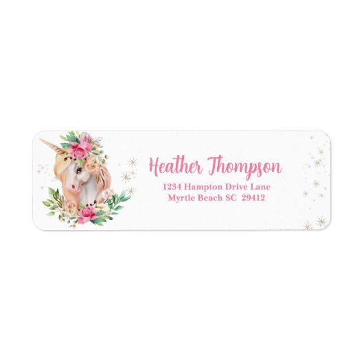 Unicorn Pink Floral Etiket (Voorkant)