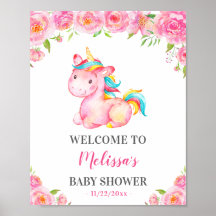 Unicorn Pink Girl Baby shower Sprinkle Welkom