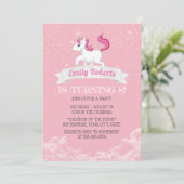 Unicorn Pink Girl Birthday Party Kaart (Staand voorkant)