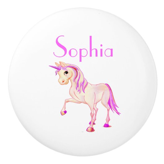 Unicorn Pink Girly Cute Keramische Knop (Voorkant)