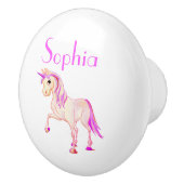 Unicorn Pink Girly Cute Keramische Knop (Rechts)