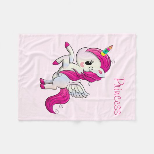 Unicorn Pink Girly Fleece Deken (Voorkant (Horizontaal))