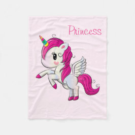 Unicorn Pink Girly Fleece Deken