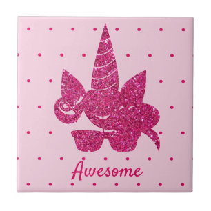 Unicorn Pink Glitter Cute Girly Kinder Tegeltje