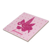 Unicorn Pink Glitter Cute Girly Kinder Tegeltje (Zijkant)