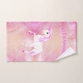 Unicorn Pink Glitter Girl Cute Nursery Bad Handdoek (Handdoek)