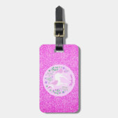 Unicorn Pink Glitter Persoonlijke naam Bagagelabel (Voorkant verticaal)