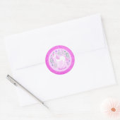 Unicorn Pink Glitter Persoonlijke naam Ronde Sticker (Envelop)