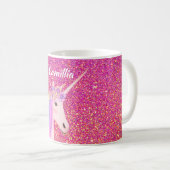 Unicorn Pink Glitter Sparkle Magical Personalized Koffiemok (Voorkant rechts)