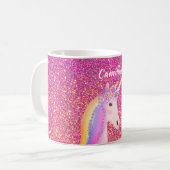 Unicorn Pink Glitter Sparkle Magical Personalized Koffiemok (Voorkant links)