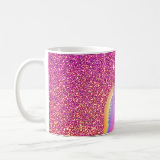 Unicorn Pink Glitter Sparkle Magical Personalized Koffiemok (Links)