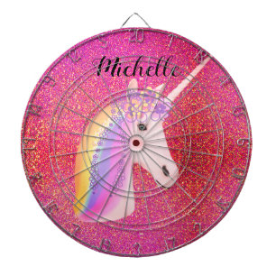 Uniçorn Pink Glitter Sparkles Fairytale Girly Dartbord