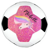 Unicorn Pink Glitter Sparkles Girls Persoonlijk Voetbal (Gedraaid)