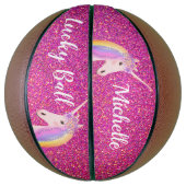 Uniçorn Pink Glitter Sparkles Girly Personalized Basketbal (Verticaal)