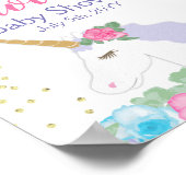 Unicorn Pink & Gold Baby shower Welkom Poster (Hoek)