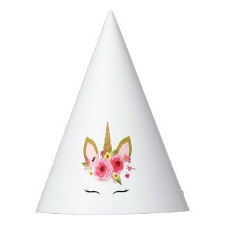 Unicorn Pink Gold Birthday Party Feesthoedjes