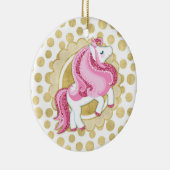 Unicorn Pink Gold Cute Fantasy Keramisch Ornament (Rechts)