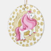 Unicorn Pink Gold Cute Fantasy Keramisch Ornament (Links)