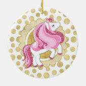 Unicorn Pink Gold Cute Fantasy Keramisch Ornament (Achterkant)