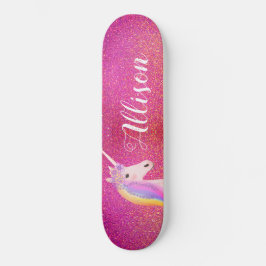 Unicorn Pink Gold Glitter Sparkles Gepersonaliseer Persoonlijk Skateboard