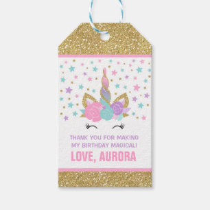 Unicorn Pink & Gold Party Favor Dank u Label Cadeaulabel